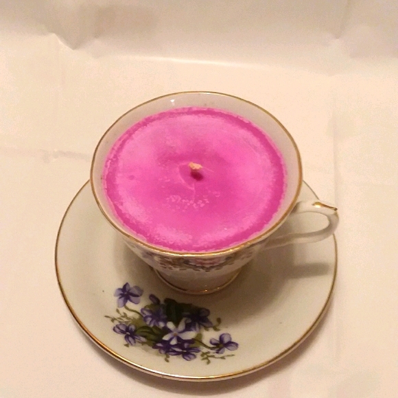 🩷💜Teacup Candle on Saucer Victorian Floral Garden - Picture 5 of 8
